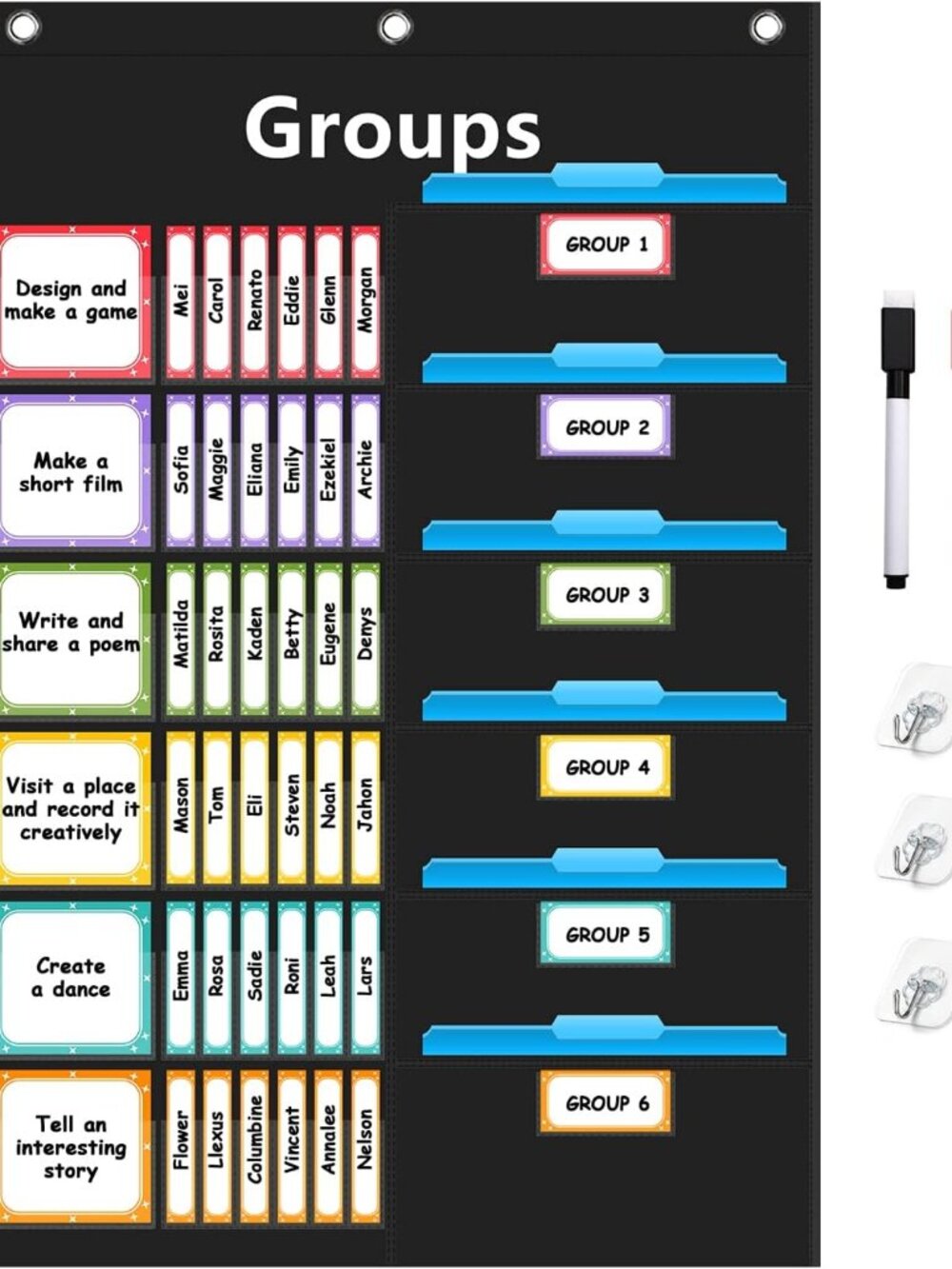 Small Group Management Pocket Chart with 96 Cards Classroom Jobs Chart Small Gro